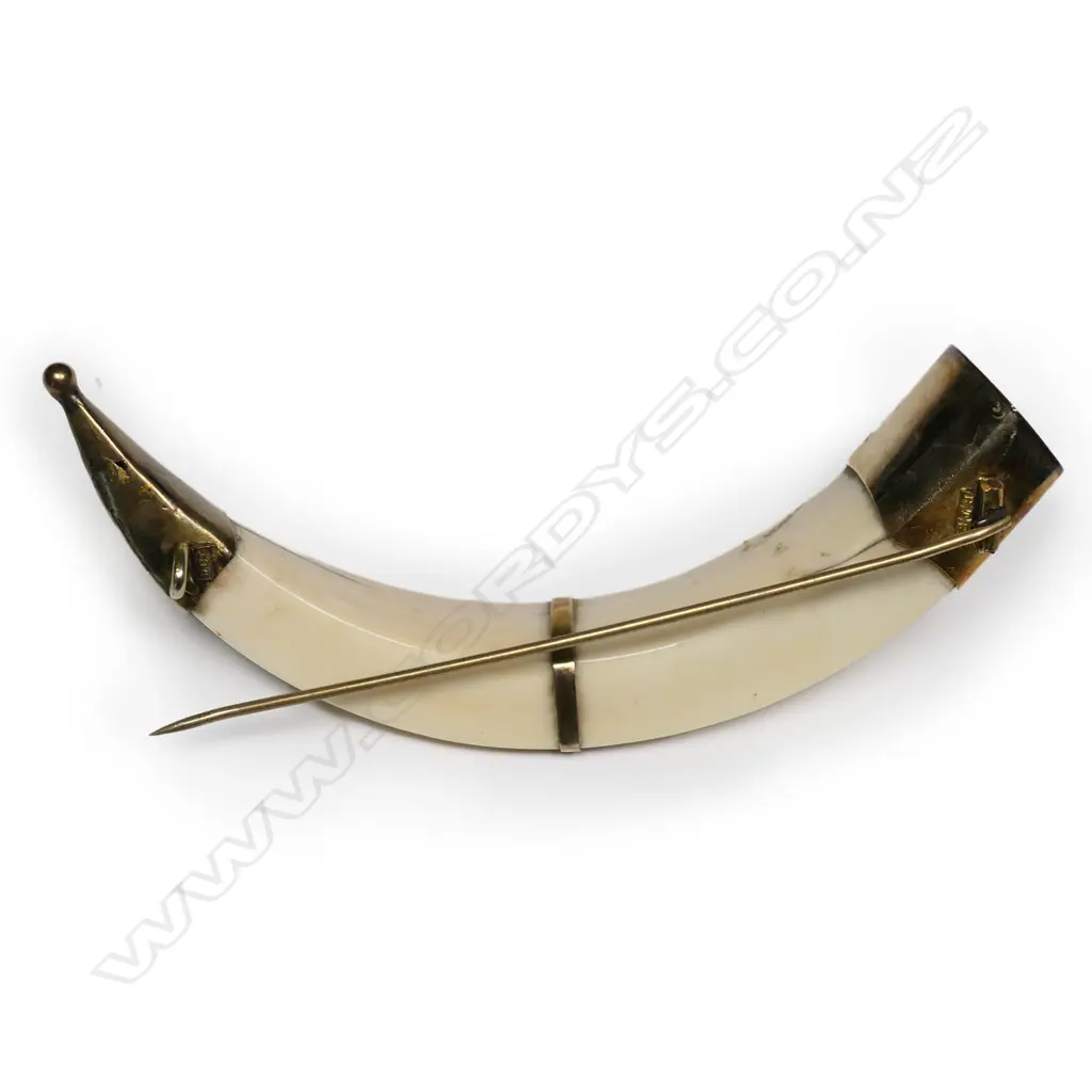 R.T. Young 9ct gold mounted boar's tusk brooch, Image 1++